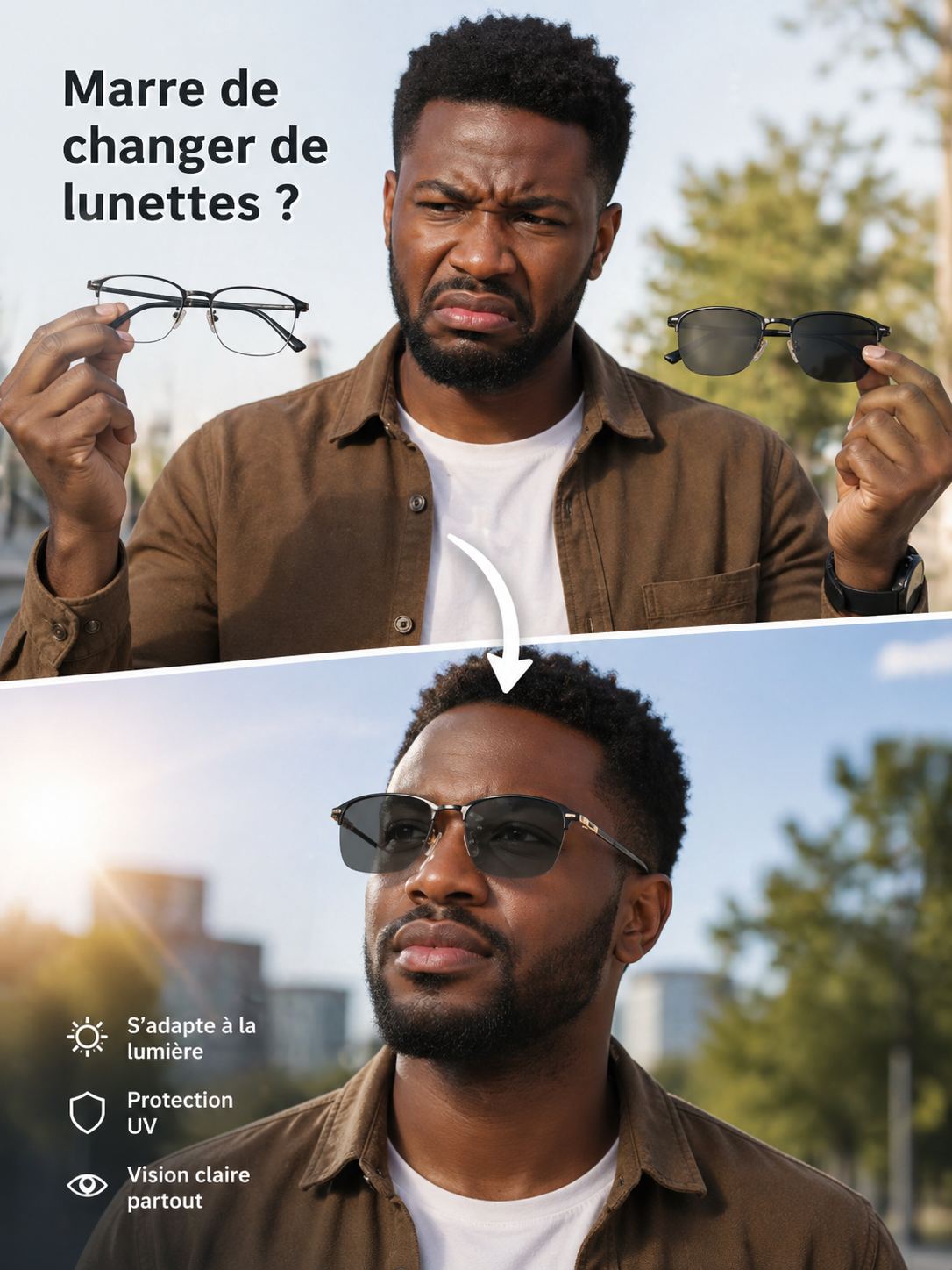 𝗟𝘂𝗻𝗲𝘁𝘁𝗲𝘀 𝗣𝗵𝗼𝘁𝗼𝗰𝗵𝗿𝗼𝗺𝗶𝗾𝘂𝗲𝘀 𝘂𝗹𝘁𝗿𝗮 𝗺𝗼𝗱𝗲𝗿𝗻𝗲  :  Une vision claire jour et nuit | protection contre les écrans, le soleil et style premium